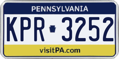 PA license plate KPR3252