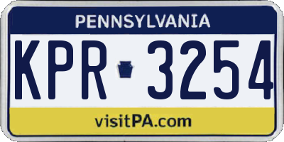 PA license plate KPR3254