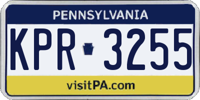 PA license plate KPR3255