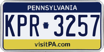 PA license plate KPR3257