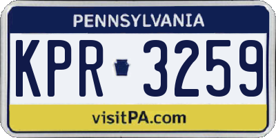 PA license plate KPR3259