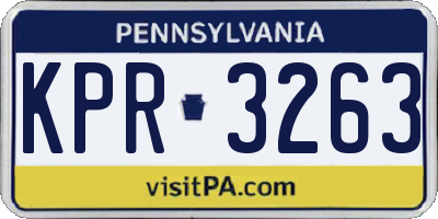 PA license plate KPR3263