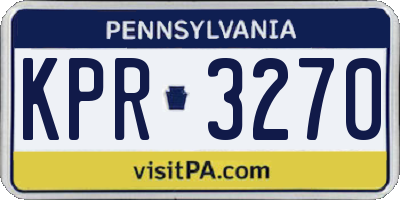 PA license plate KPR3270