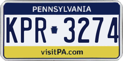PA license plate KPR3274