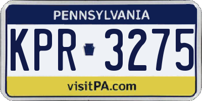 PA license plate KPR3275