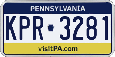 PA license plate KPR3281