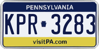 PA license plate KPR3283