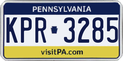 PA license plate KPR3285