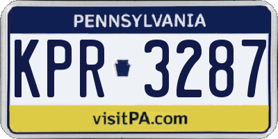 PA license plate KPR3287