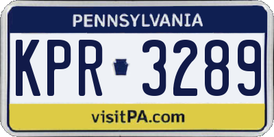 PA license plate KPR3289