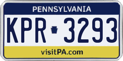 PA license plate KPR3293