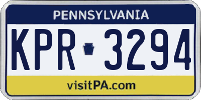 PA license plate KPR3294