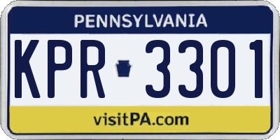 PA license plate KPR3301