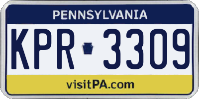 PA license plate KPR3309