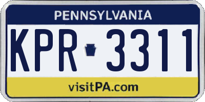 PA license plate KPR3311