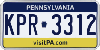 PA license plate KPR3312