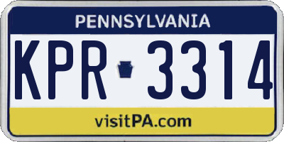PA license plate KPR3314