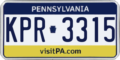 PA license plate KPR3315