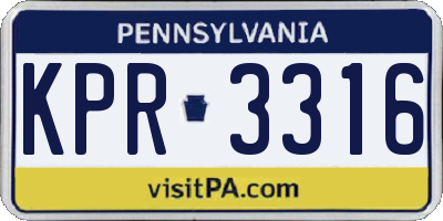 PA license plate KPR3316