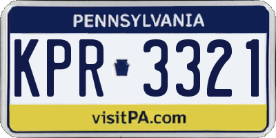 PA license plate KPR3321