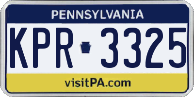 PA license plate KPR3325