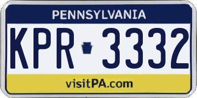 PA license plate KPR3332