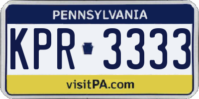 PA license plate KPR3333