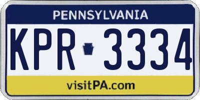 PA license plate KPR3334