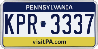 PA license plate KPR3337