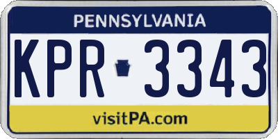PA license plate KPR3343
