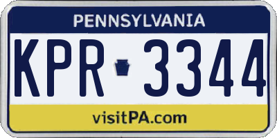 PA license plate KPR3344