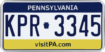 PA license plate KPR3345