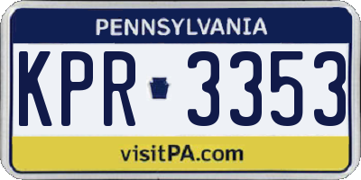 PA license plate KPR3353