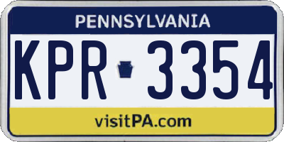 PA license plate KPR3354
