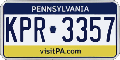PA license plate KPR3357