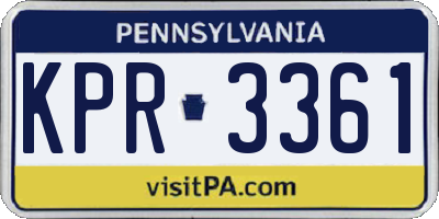 PA license plate KPR3361
