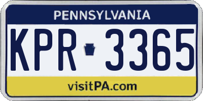 PA license plate KPR3365