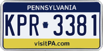 PA license plate KPR3381