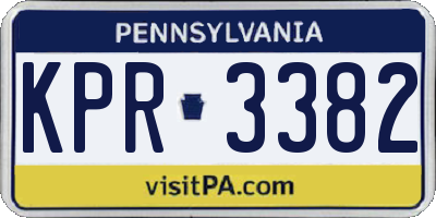 PA license plate KPR3382