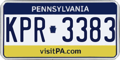 PA license plate KPR3383