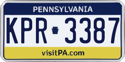 PA license plate KPR3387