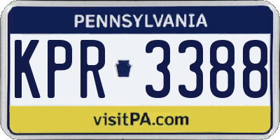PA license plate KPR3388