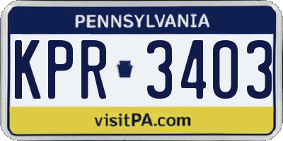 PA license plate KPR3403