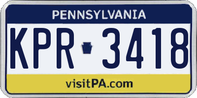PA license plate KPR3418
