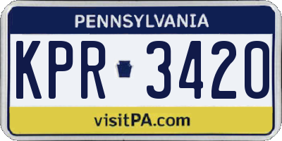PA license plate KPR3420