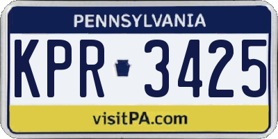 PA license plate KPR3425