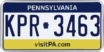 PA license plate KPR3463