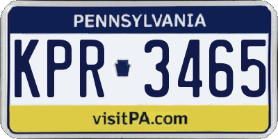 PA license plate KPR3465