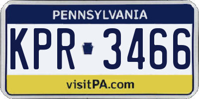 PA license plate KPR3466