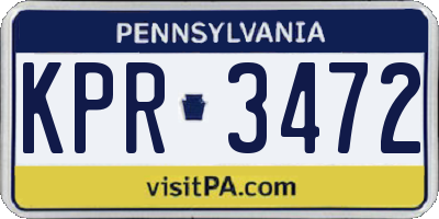 PA license plate KPR3472